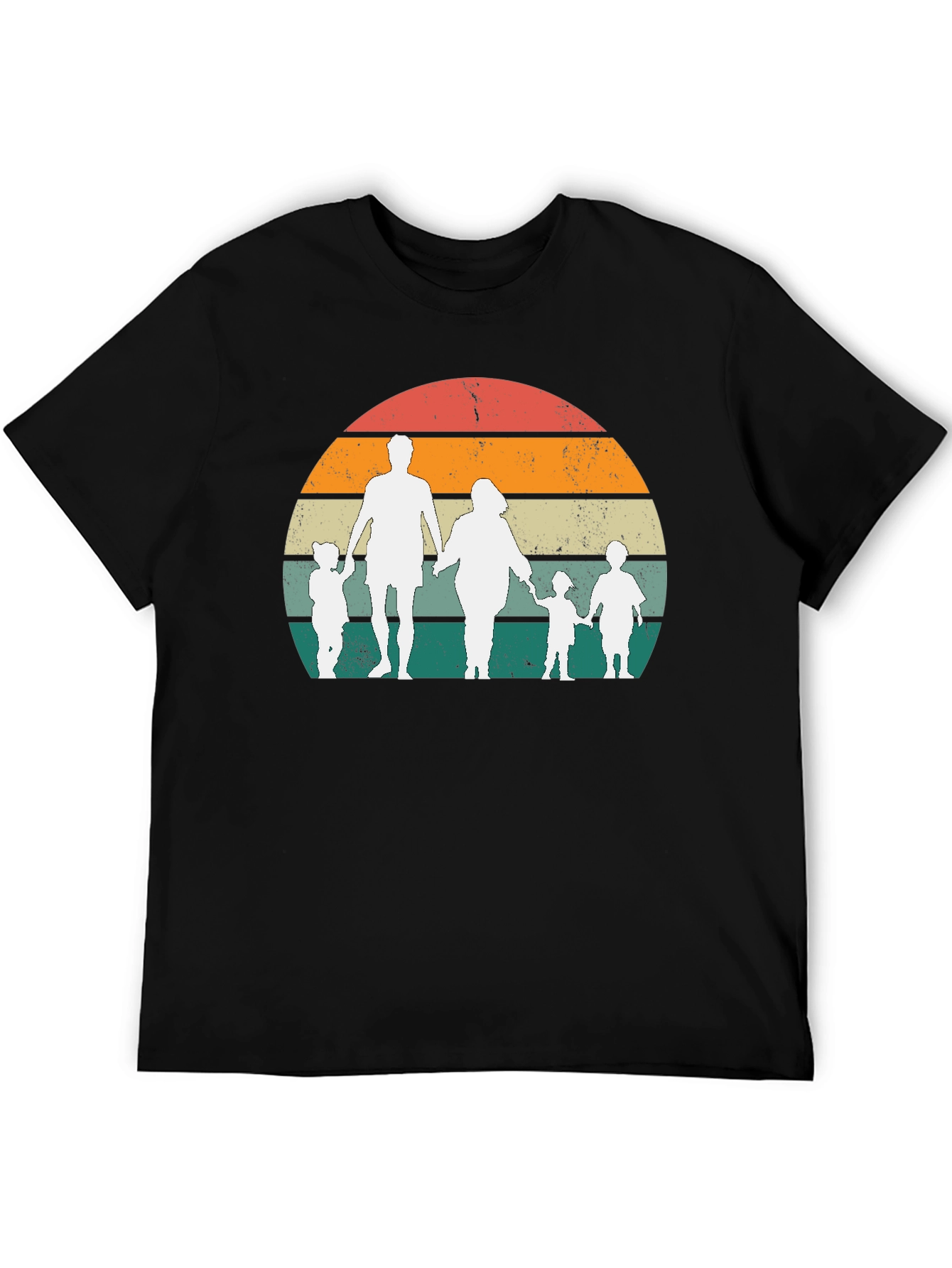 Retro Family Sunset Graphic Tee - Black