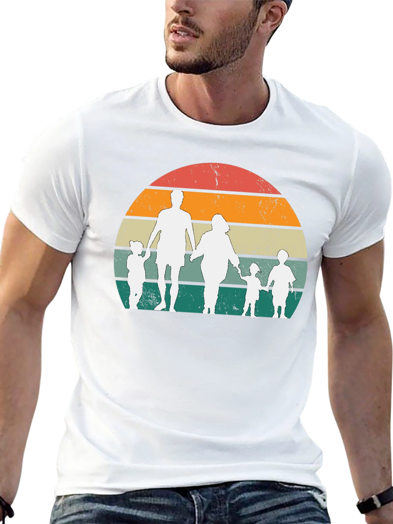 Retro Family Sunset Graphic Tee - Black