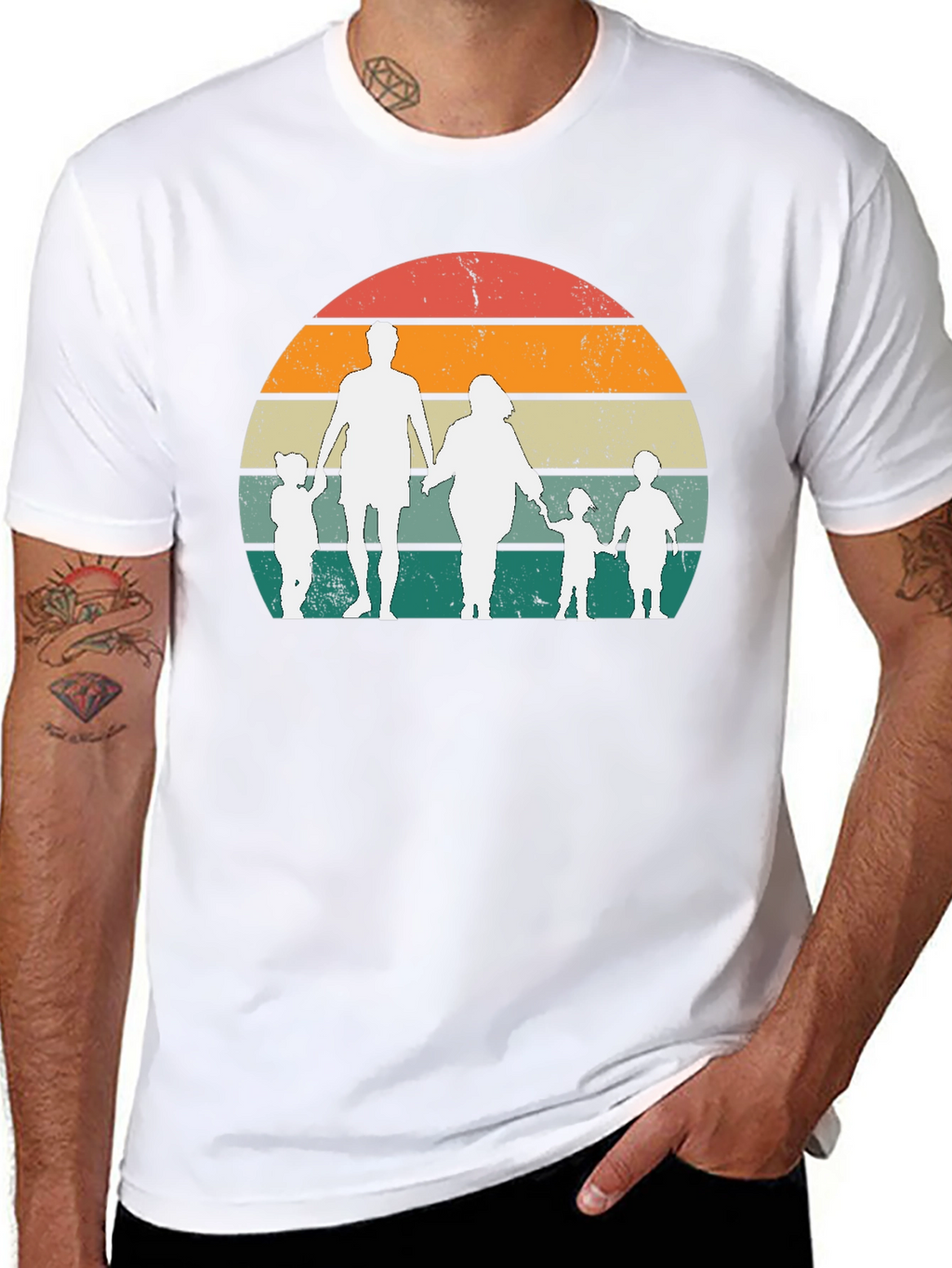 Retro Family Sunset Graphic Tee - Black