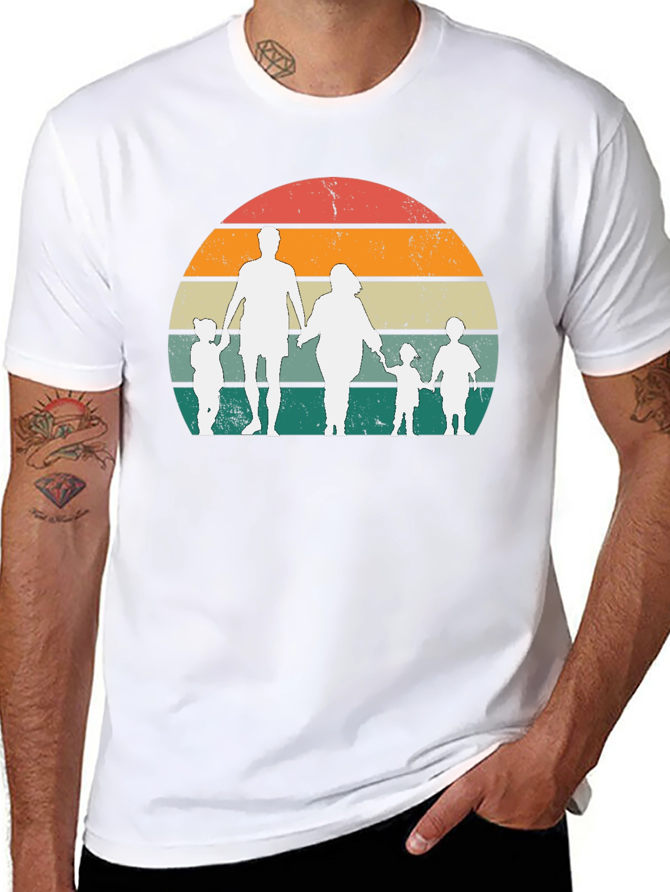 Retro Family Sunset Graphic Tee - Black