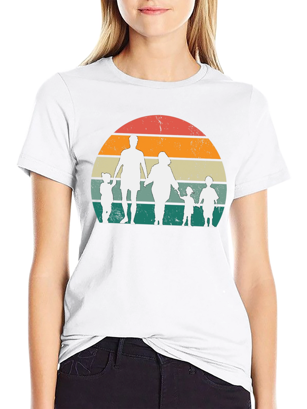 Retro Family Sunset Graphic Tee - Black