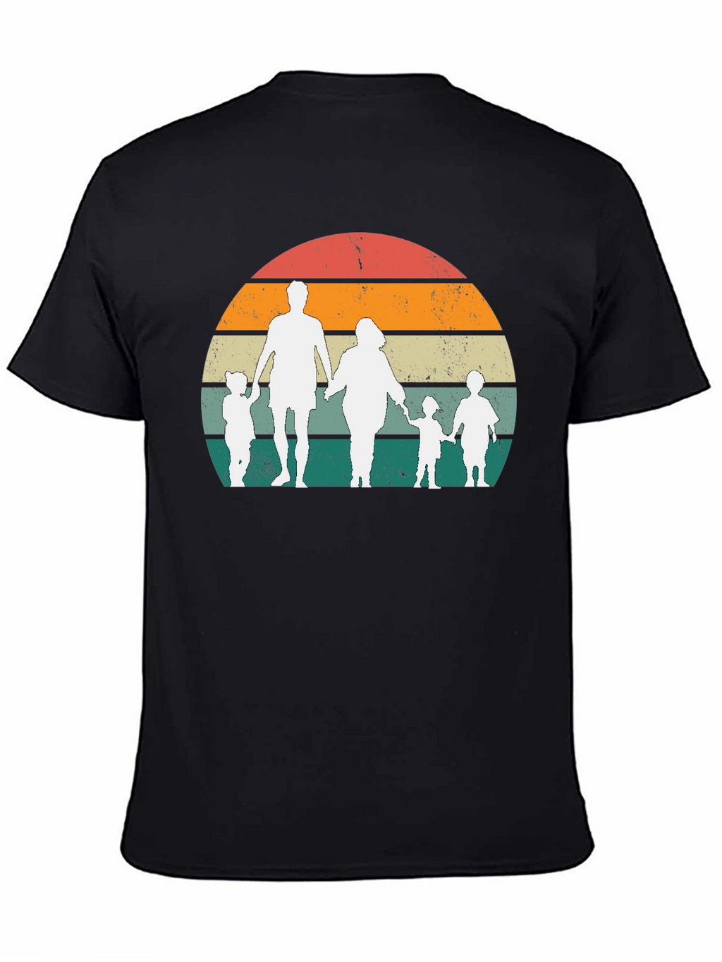Retro Family Sunset Graphic Tee - Black