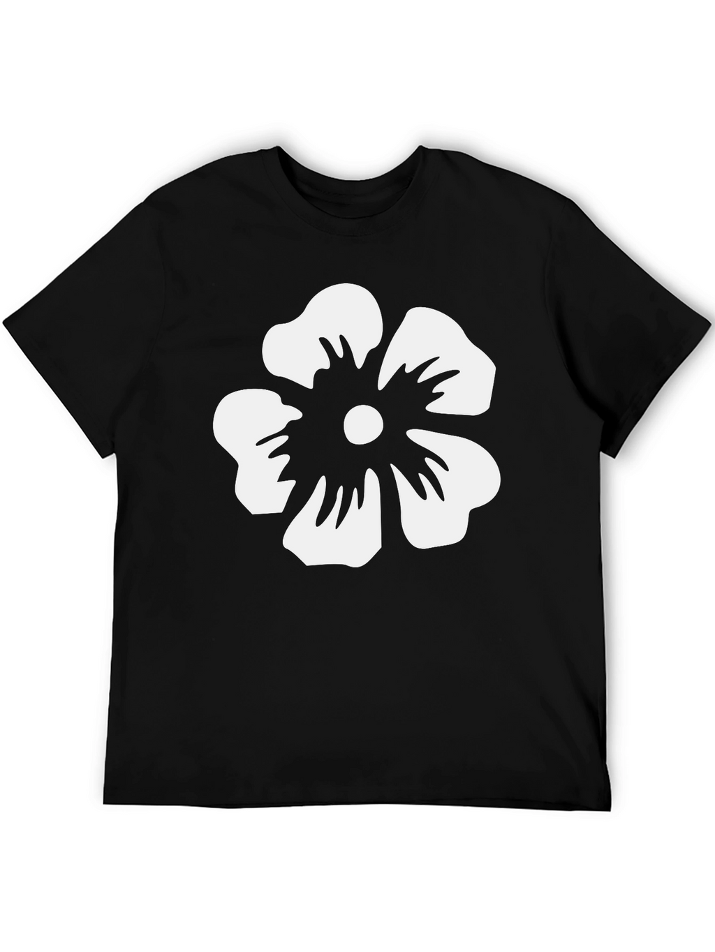 Floral Graphic Tee - White Flower on Black