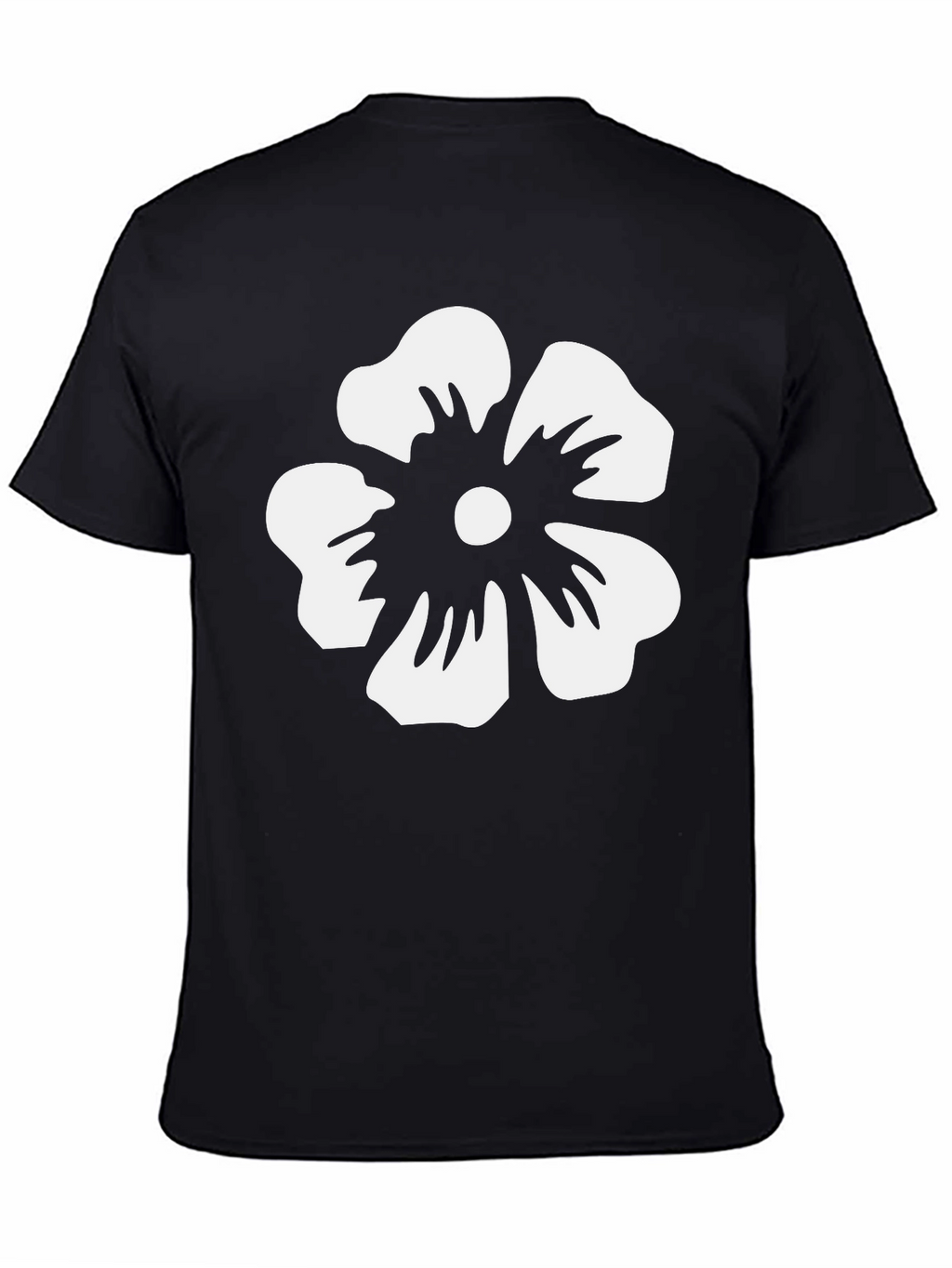 Floral Graphic Tee - White Flower on Black