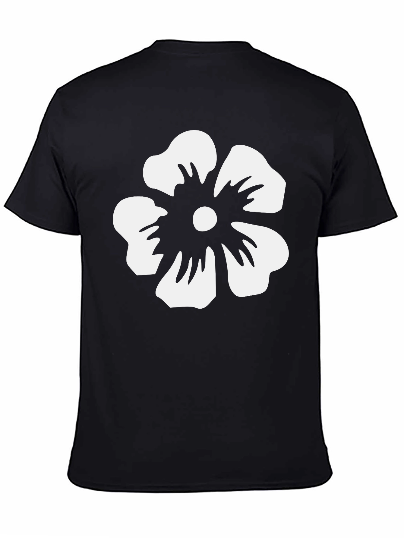 Floral Graphic Tee - White Flower on Black