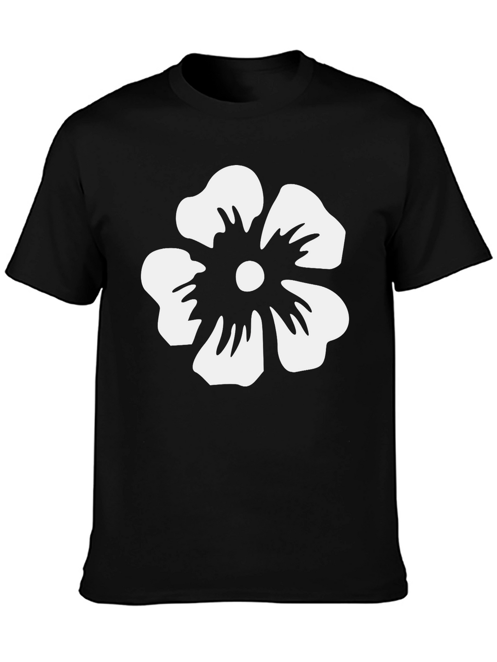 Floral Graphic Tee - White Flower on Black