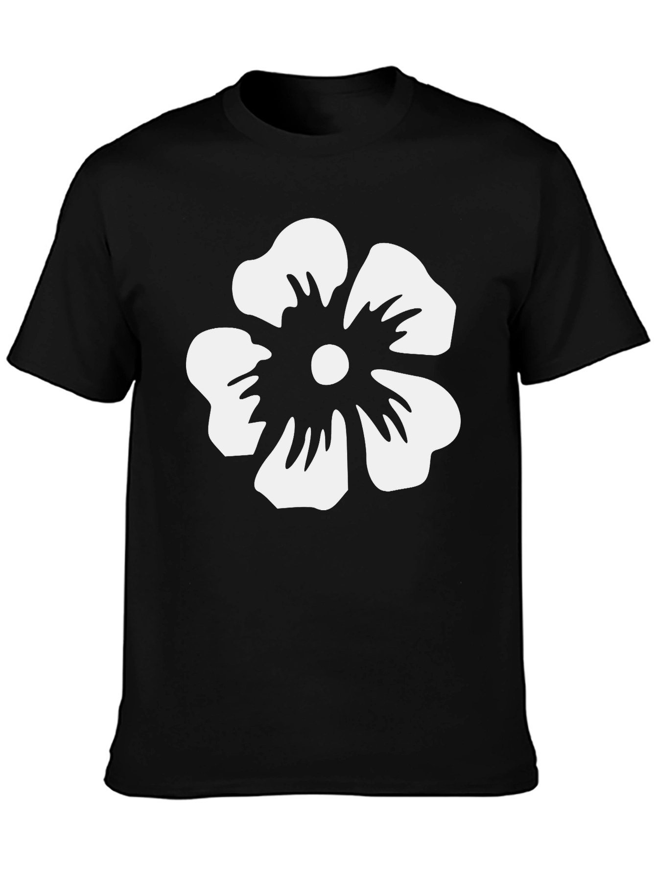 Floral Graphic Tee - White Flower on Black