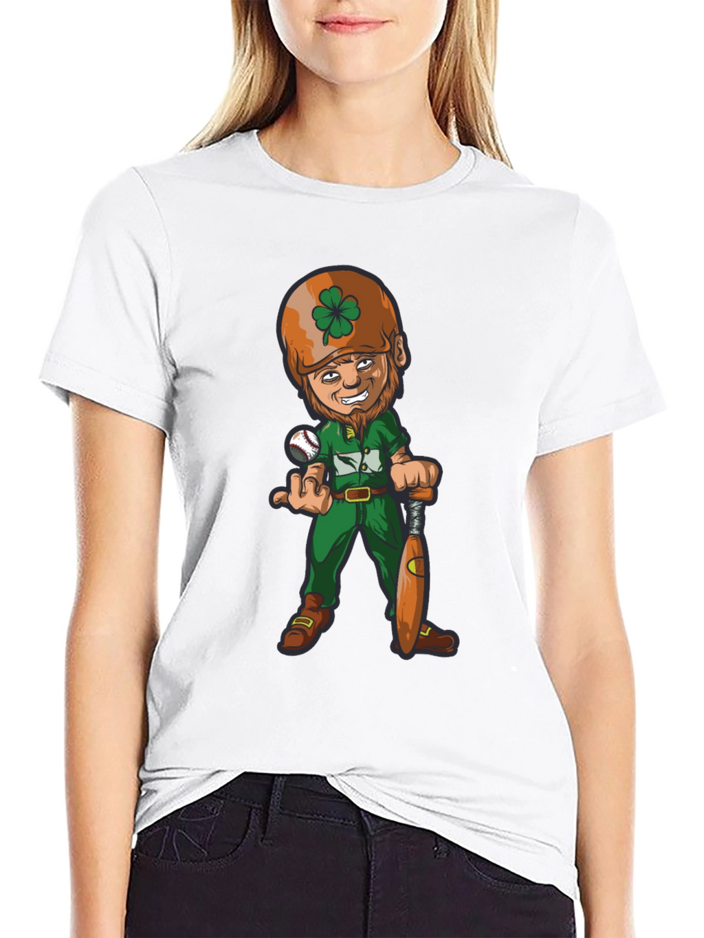 Funny Baseball Leprechaun Graphic Tee