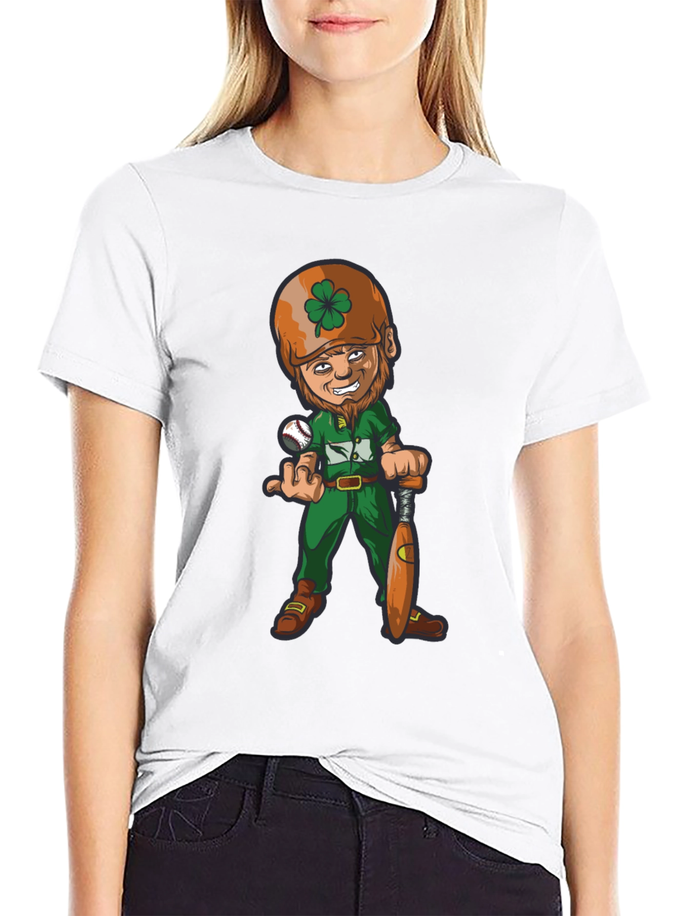 Funny Baseball Leprechaun Graphic Tee