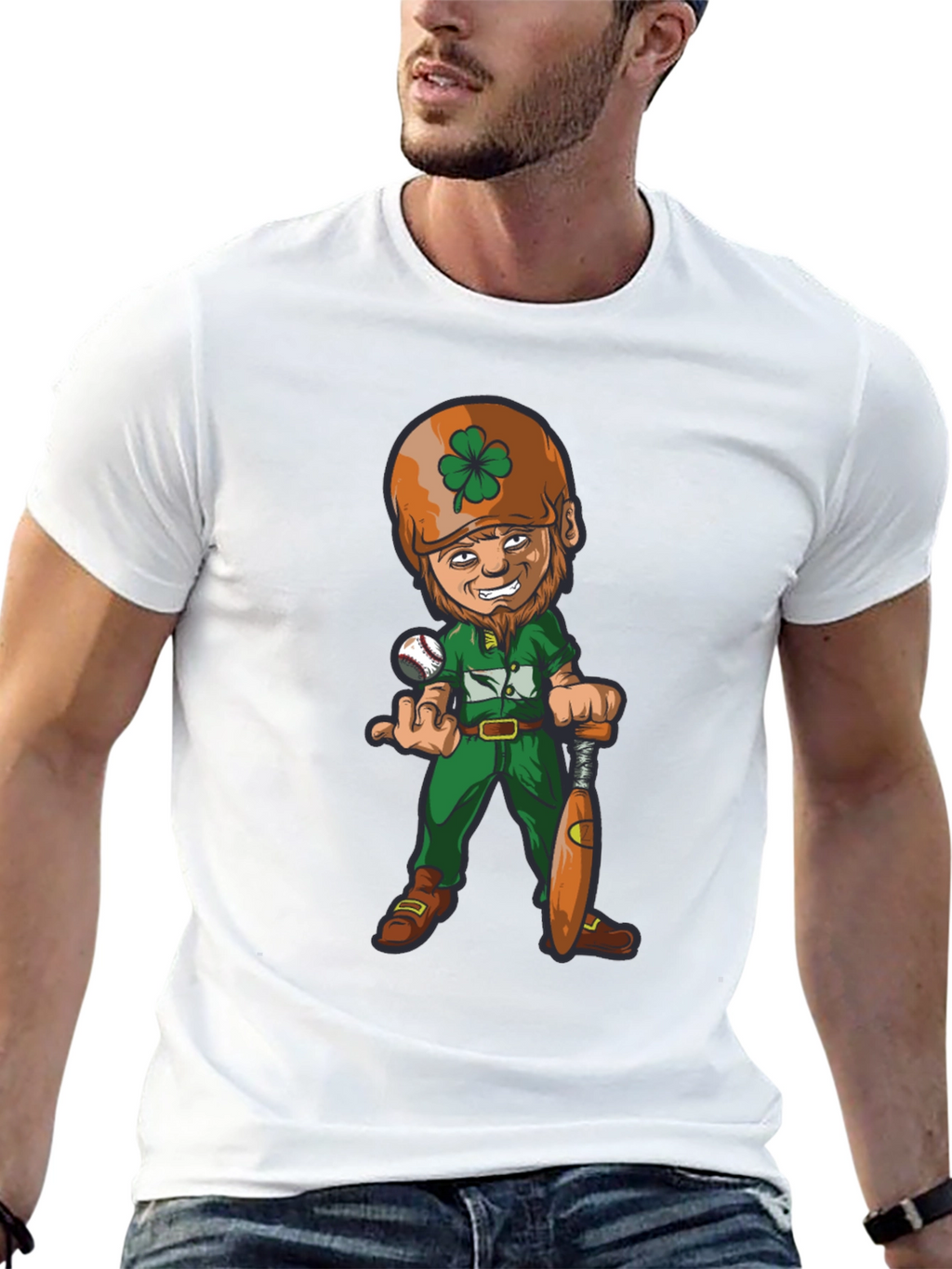 Funny Baseball Leprechaun Graphic Tee