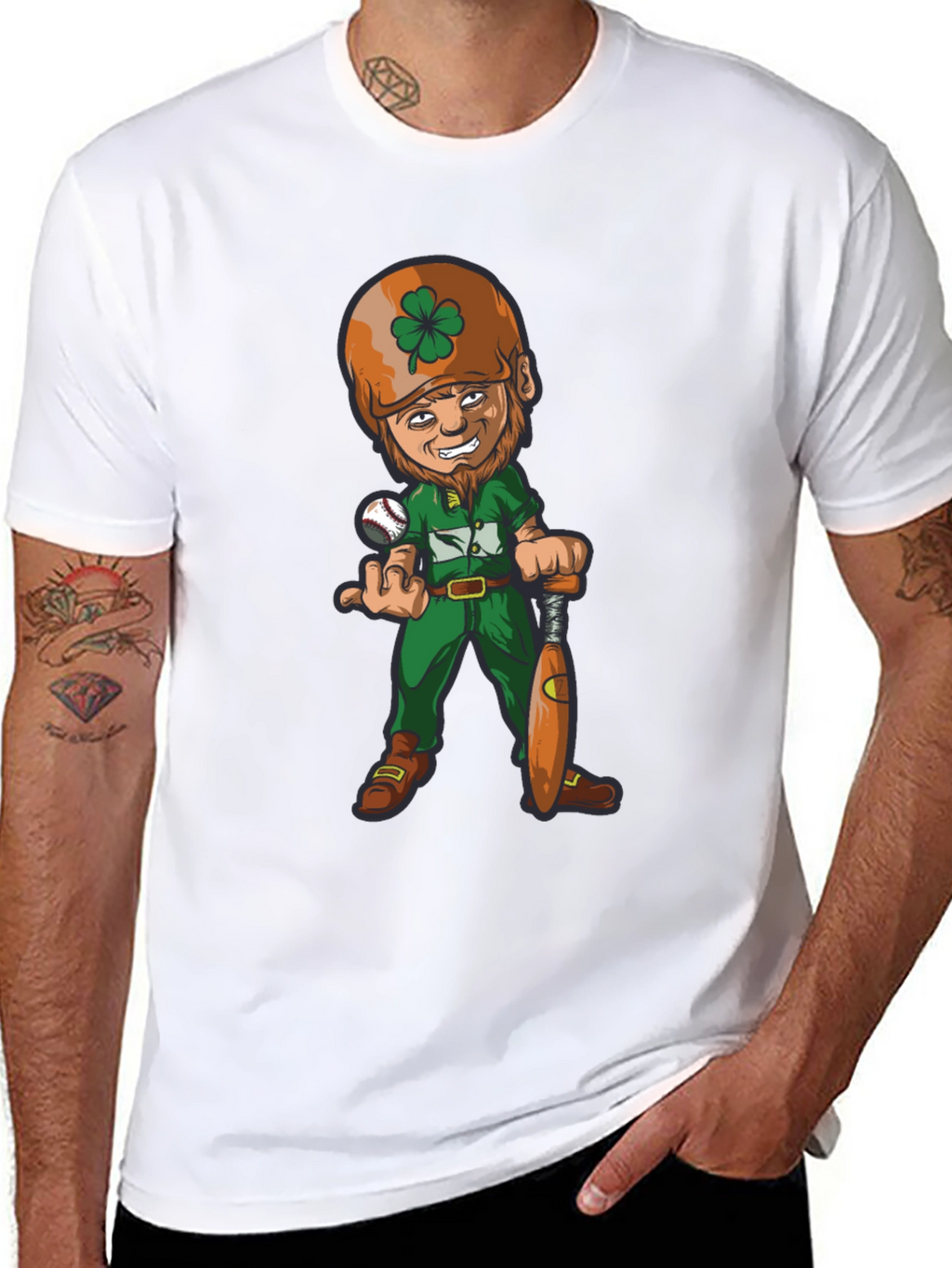 Funny Baseball Leprechaun Graphic Tee