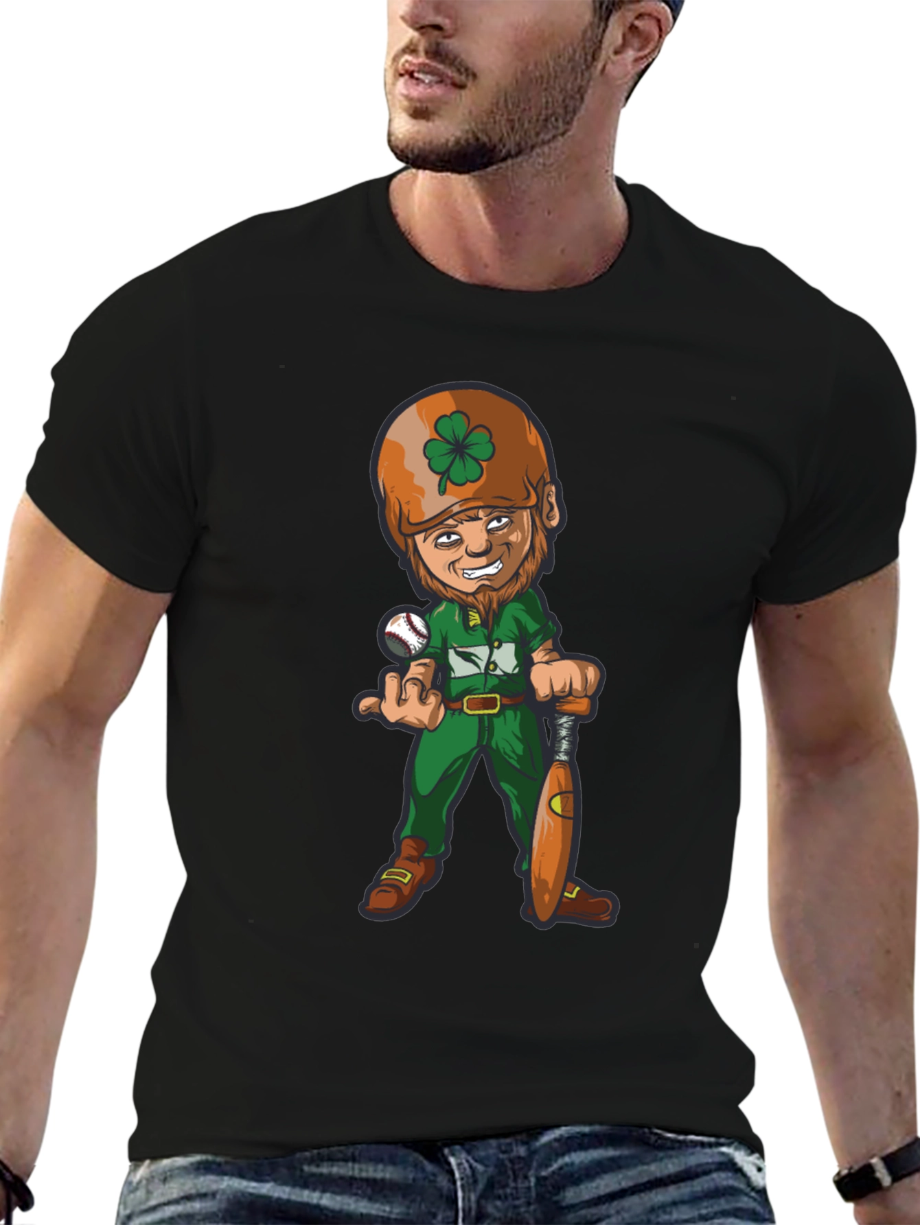 Funny Baseball Leprechaun Graphic Tee