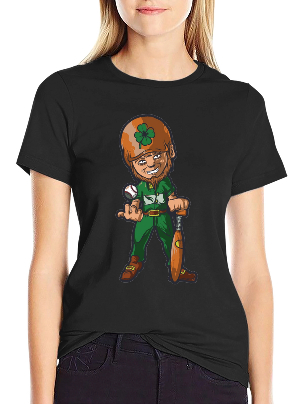 Funny Baseball Leprechaun Graphic Tee
