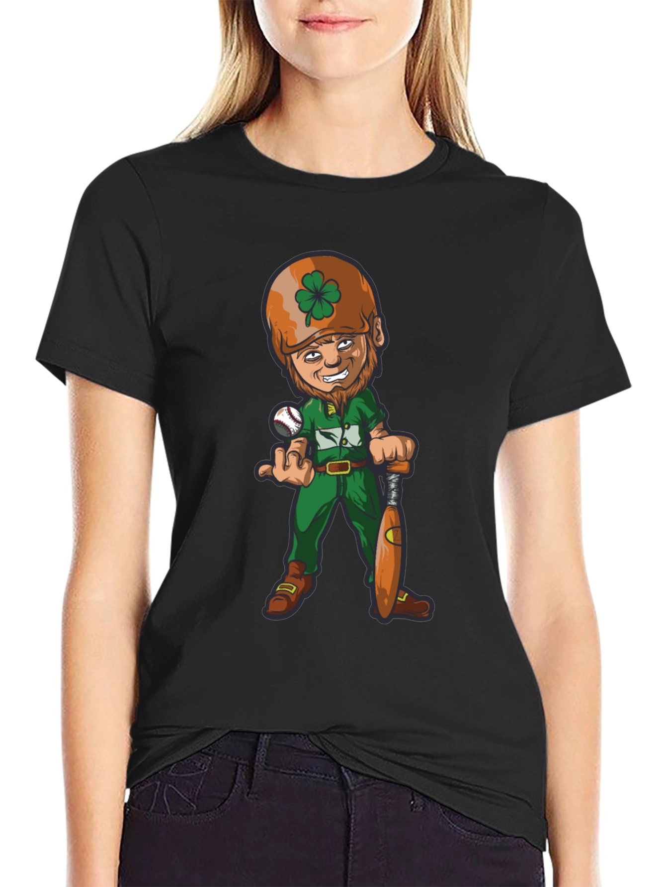 Funny Baseball Leprechaun Graphic Tee