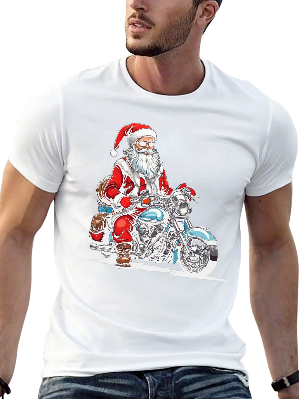 Santa Claus Motorcycle T-Shirt - Ride into Christmas!