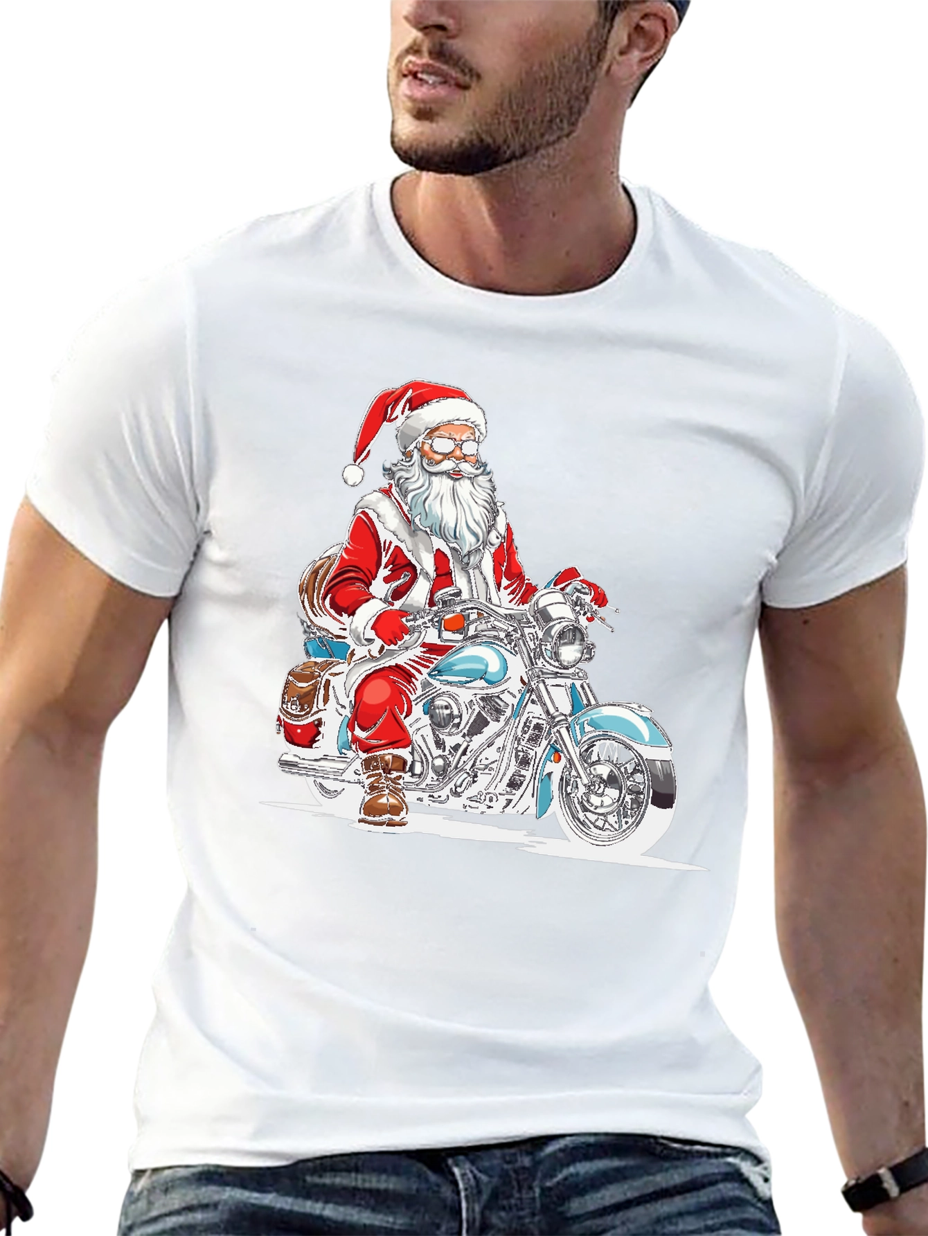 Santa Claus Motorcycle T-Shirt - Ride into Christmas!