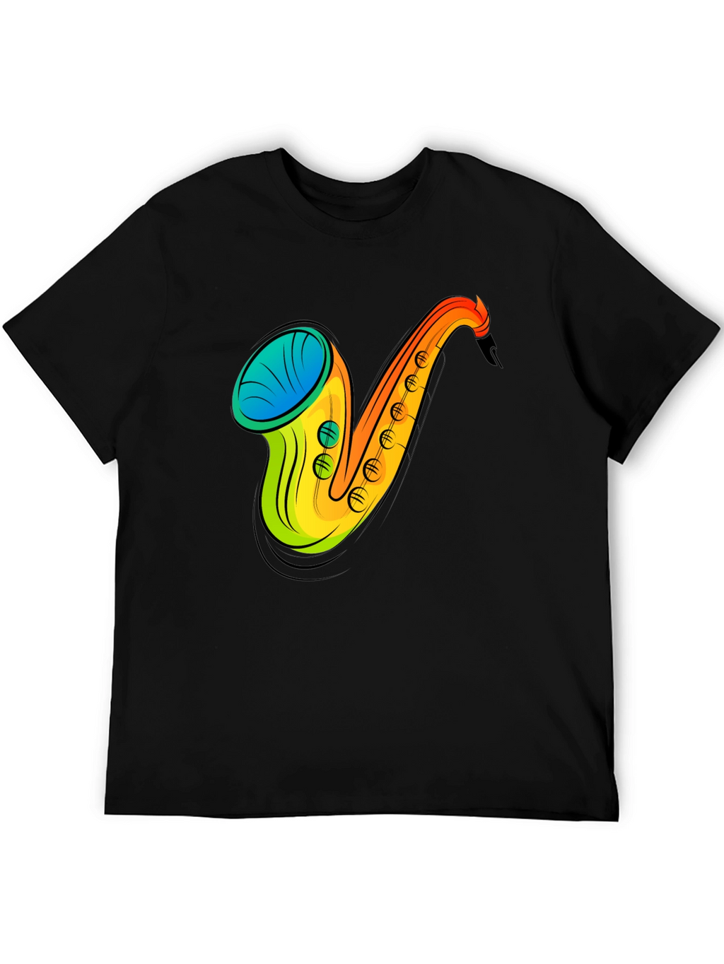 Saxophone Graphic Print Black T-Shirt