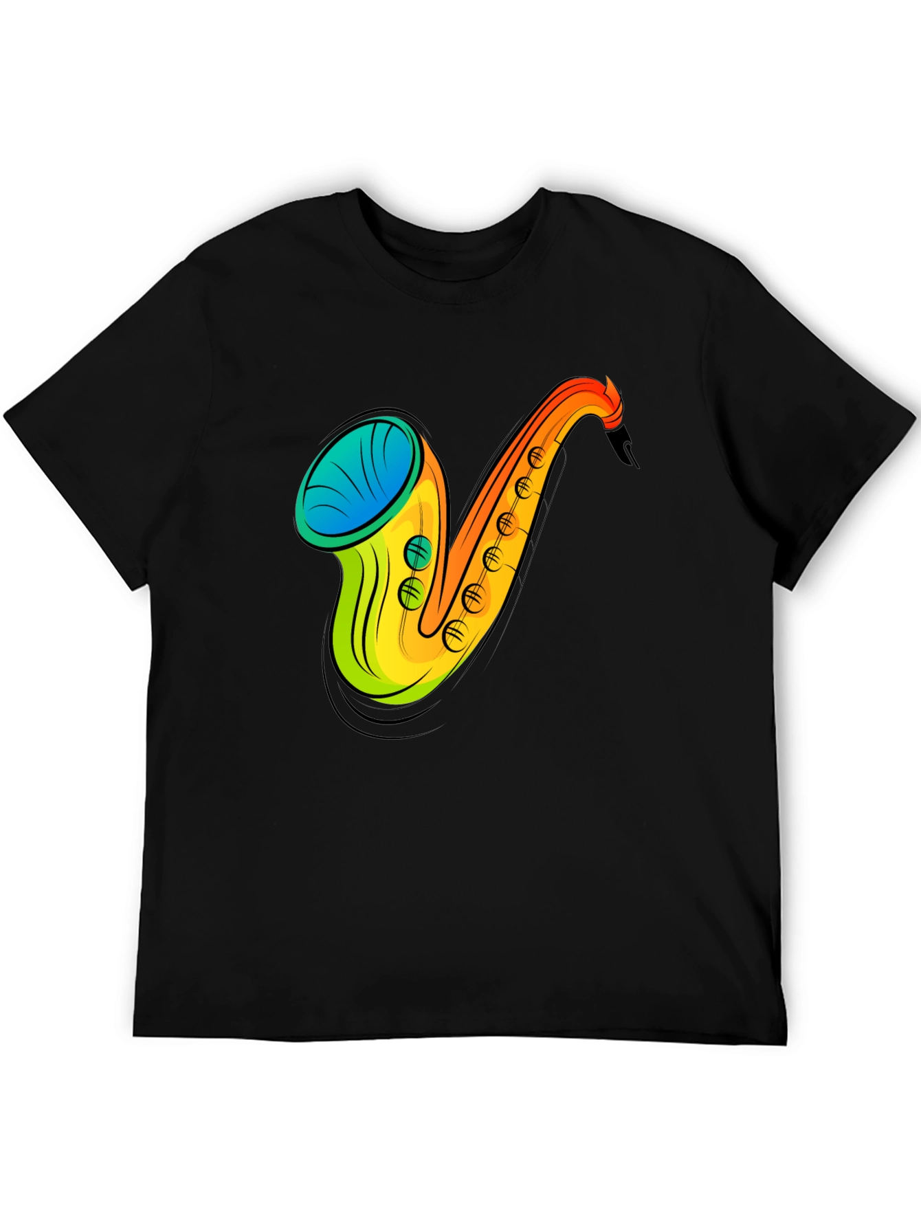 Saxophone Graphic Print Black T-Shirt