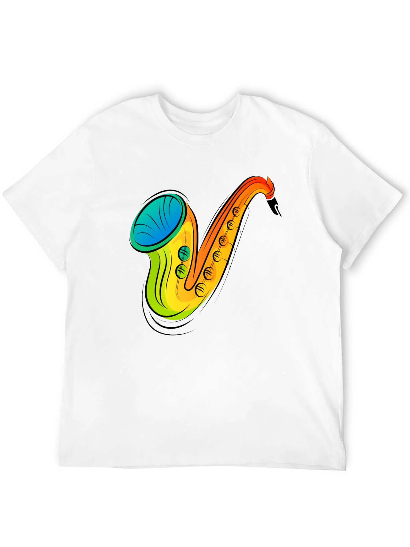 Saxophone Graphic Print Black T-Shirt