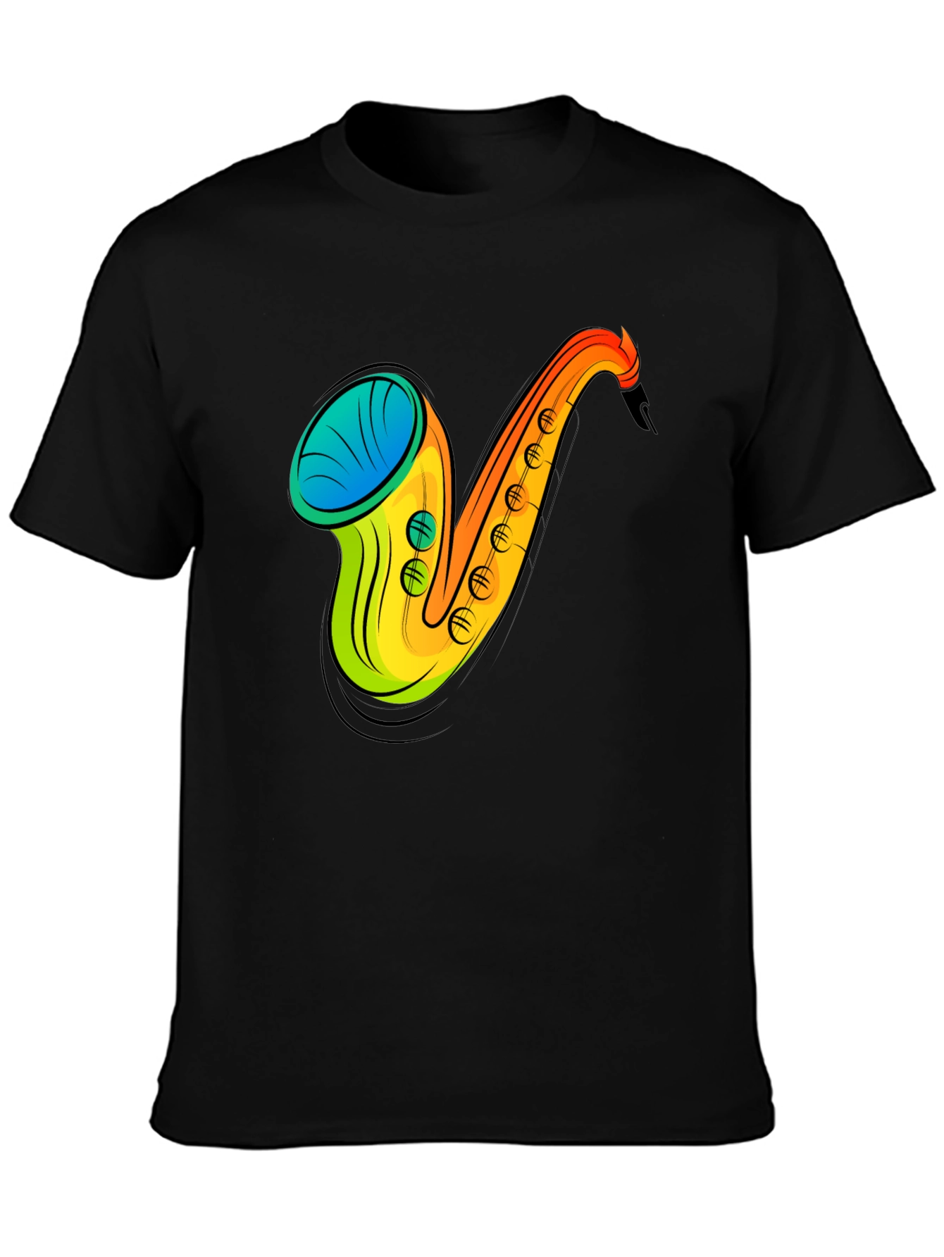Saxophone Graphic Print Black T-Shirt