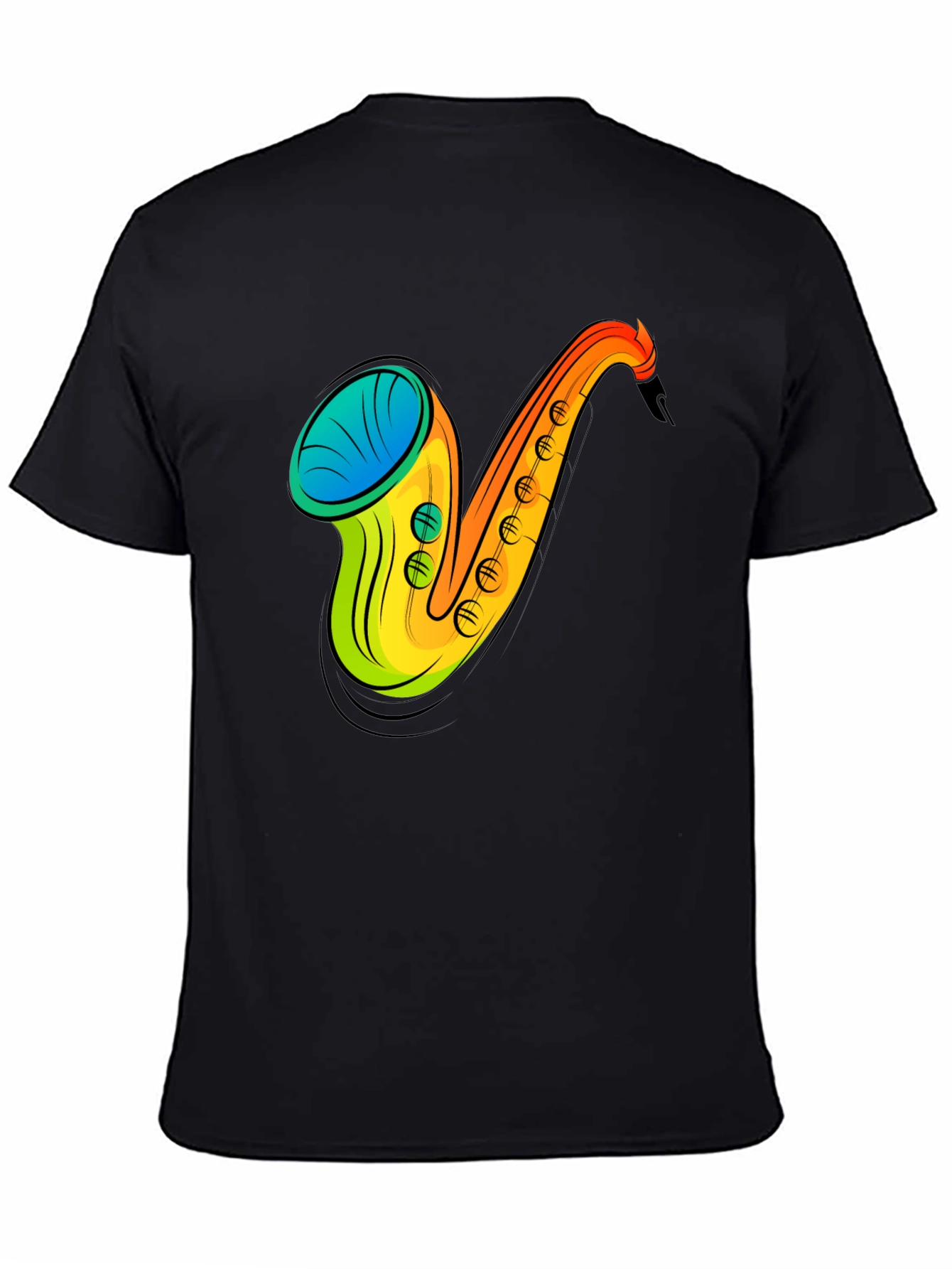 Saxophone Graphic Print Black T-Shirt