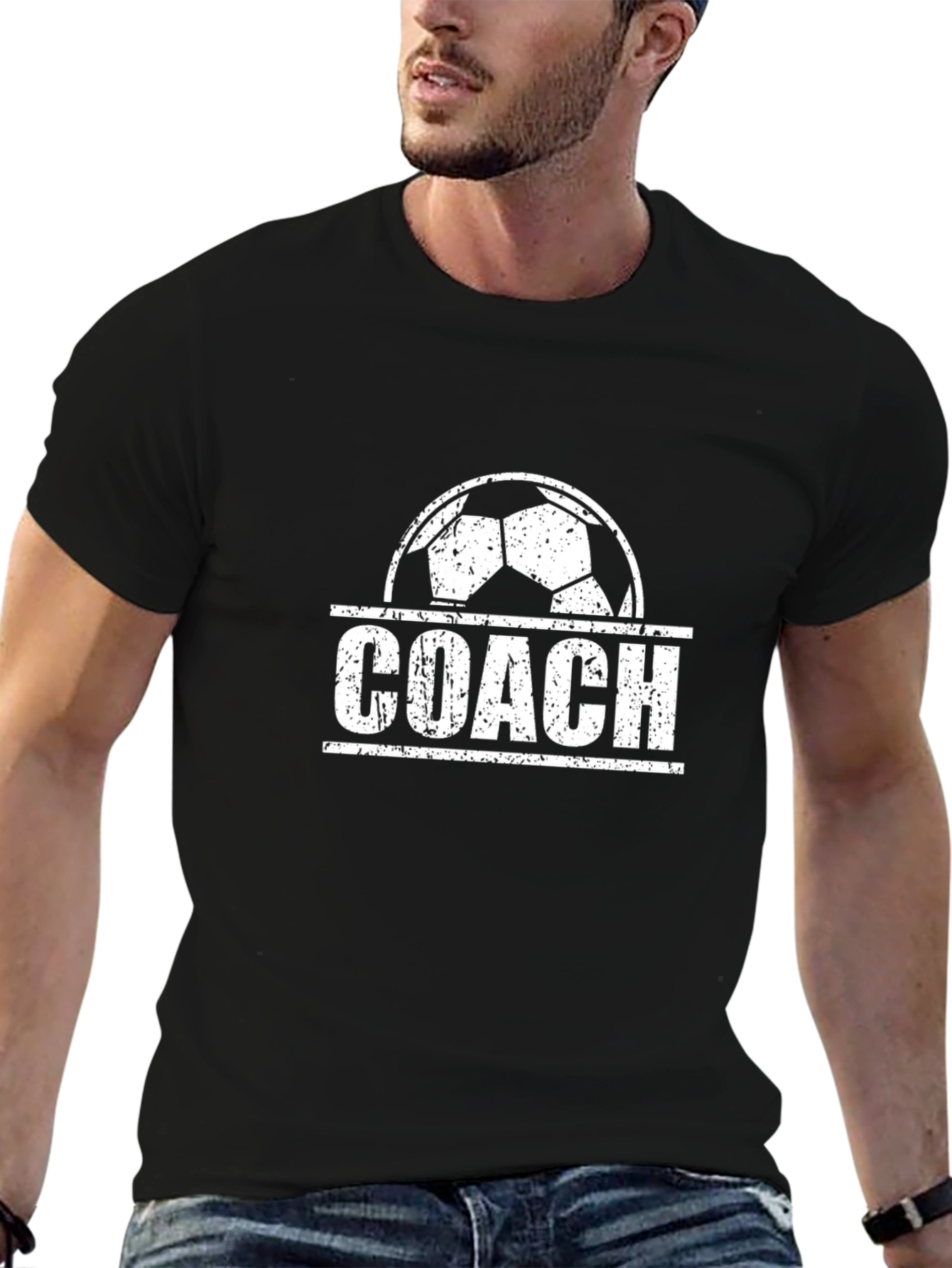 Soccer Coach Graphic Tee - Black Cotton T-Shirt
