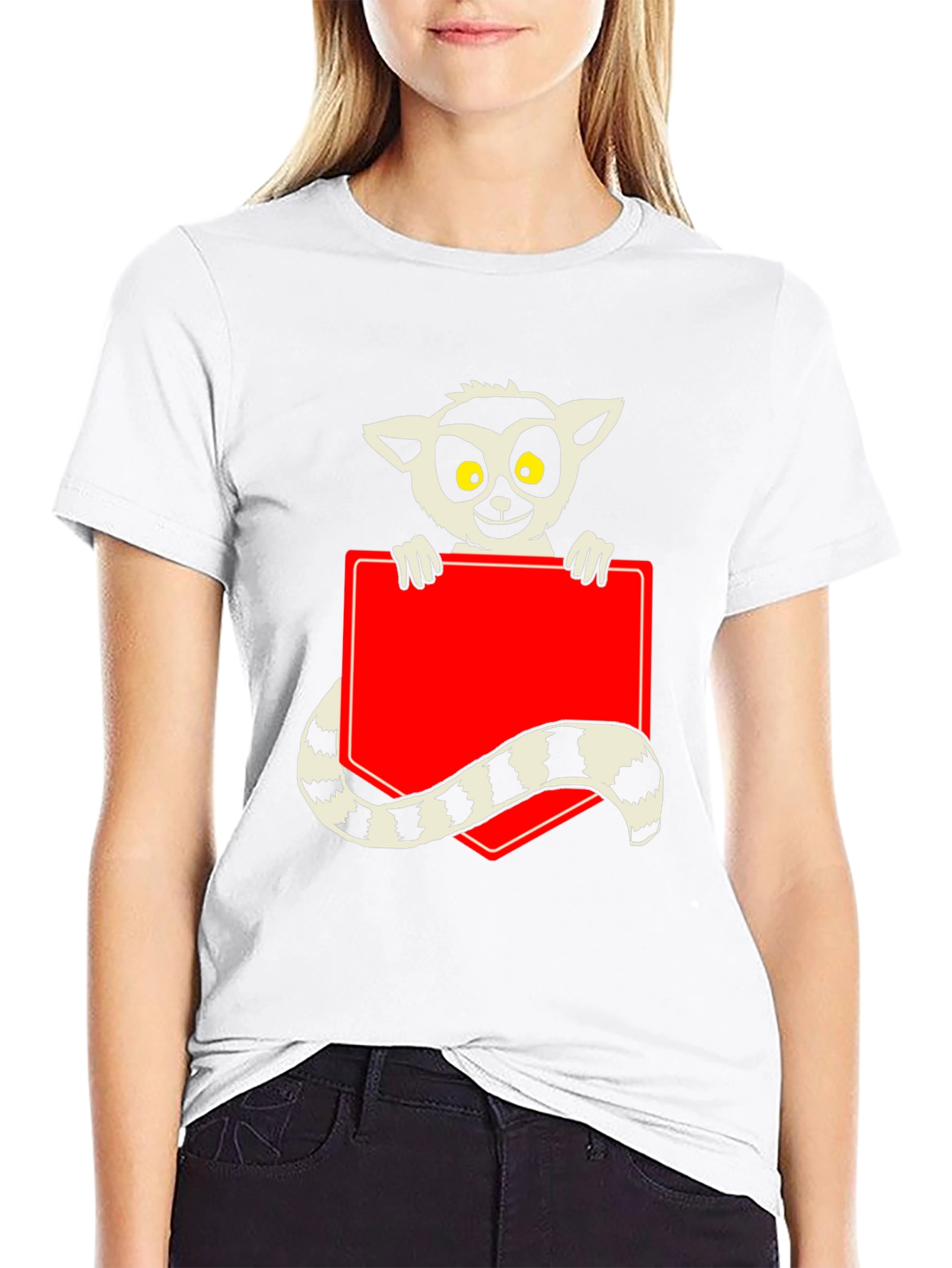 Lemur Graphic Print Black T-Shirt