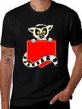 Lemur Graphic Print Black T-Shirt