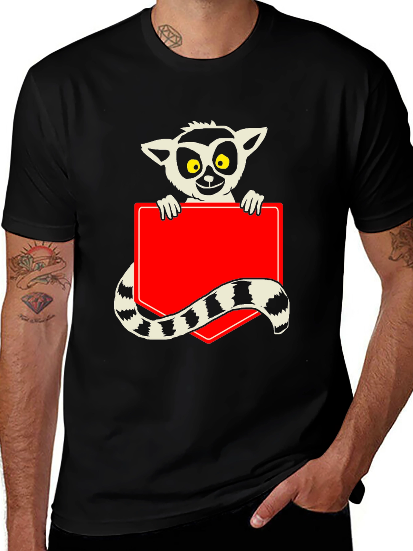 Lemur Graphic Print Black T-Shirt