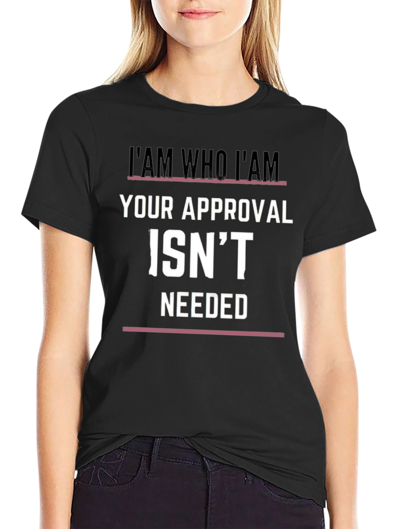 I AM WHO I AM Slogan Graphic Black T-Shirt