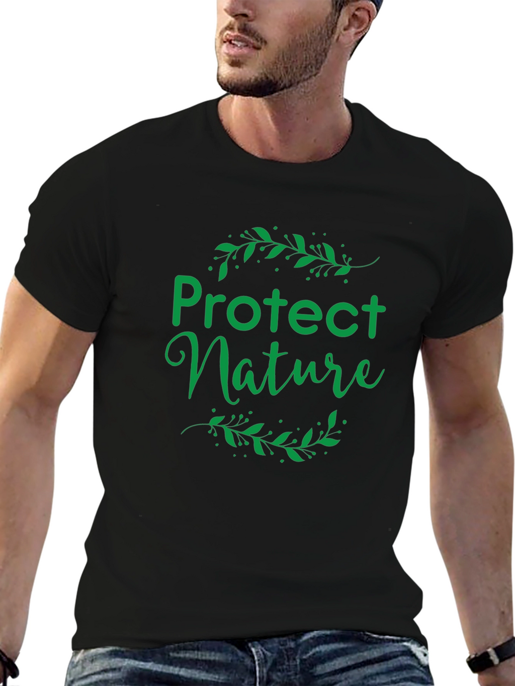 Protect Nature Graphic Tee - Eco-Friendly Black T-Shirt