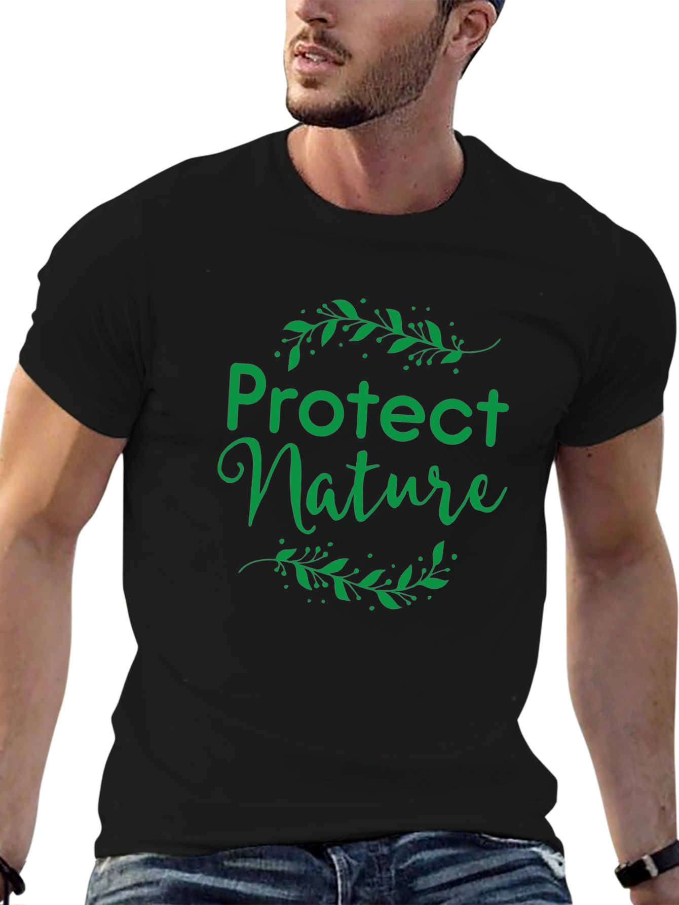 Protect Nature Graphic Tee - Eco-Friendly Black T-Shirt