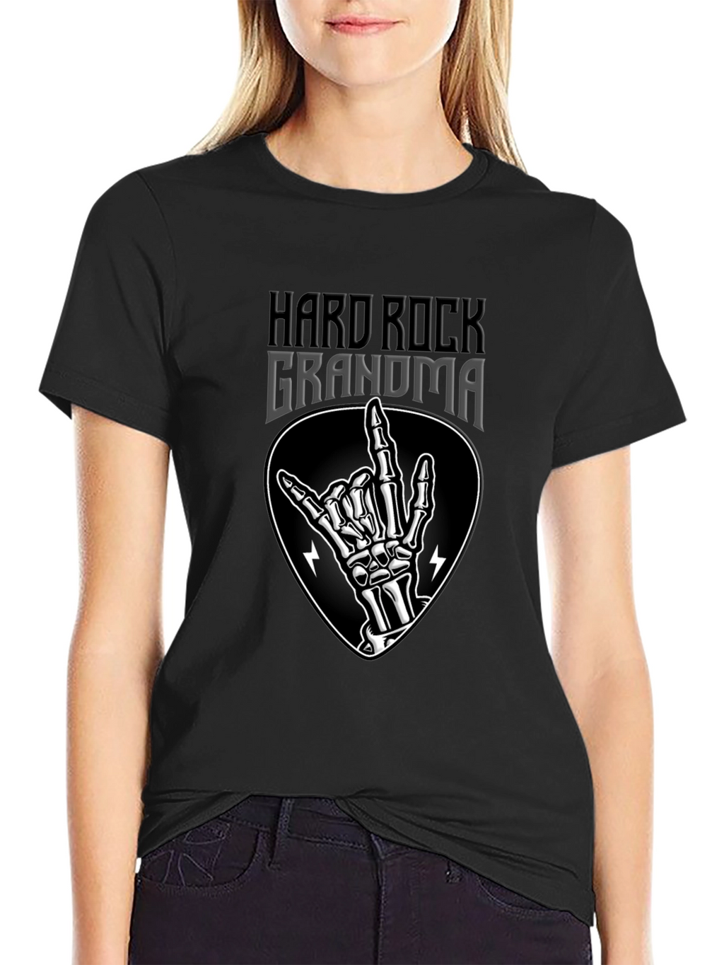 Hard Rock Grandma T-Shirt - Rocker Skeleton Hand Tee