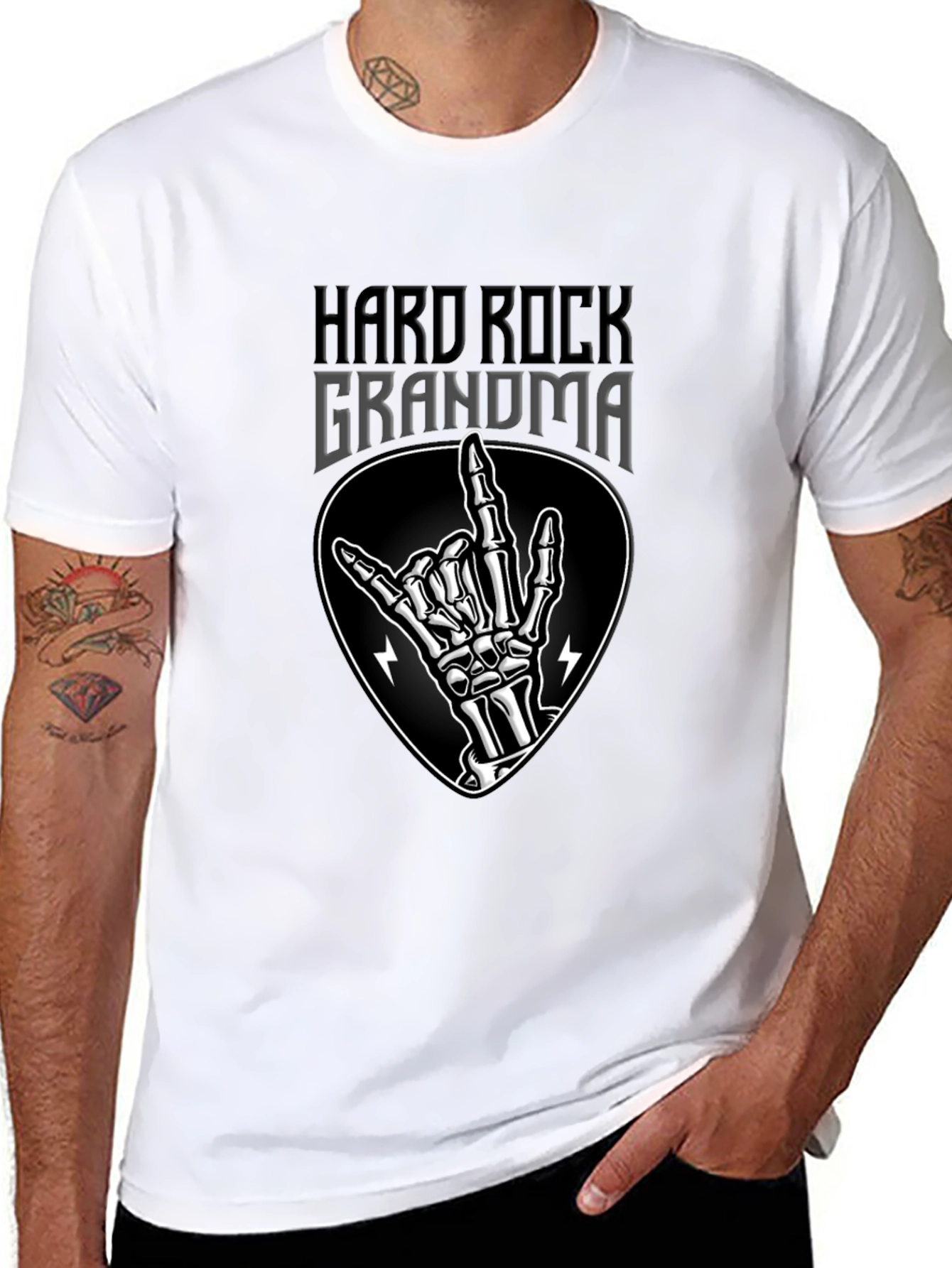 Hard Rock Grandma T-Shirt - Rocker Skeleton Hand Tee
