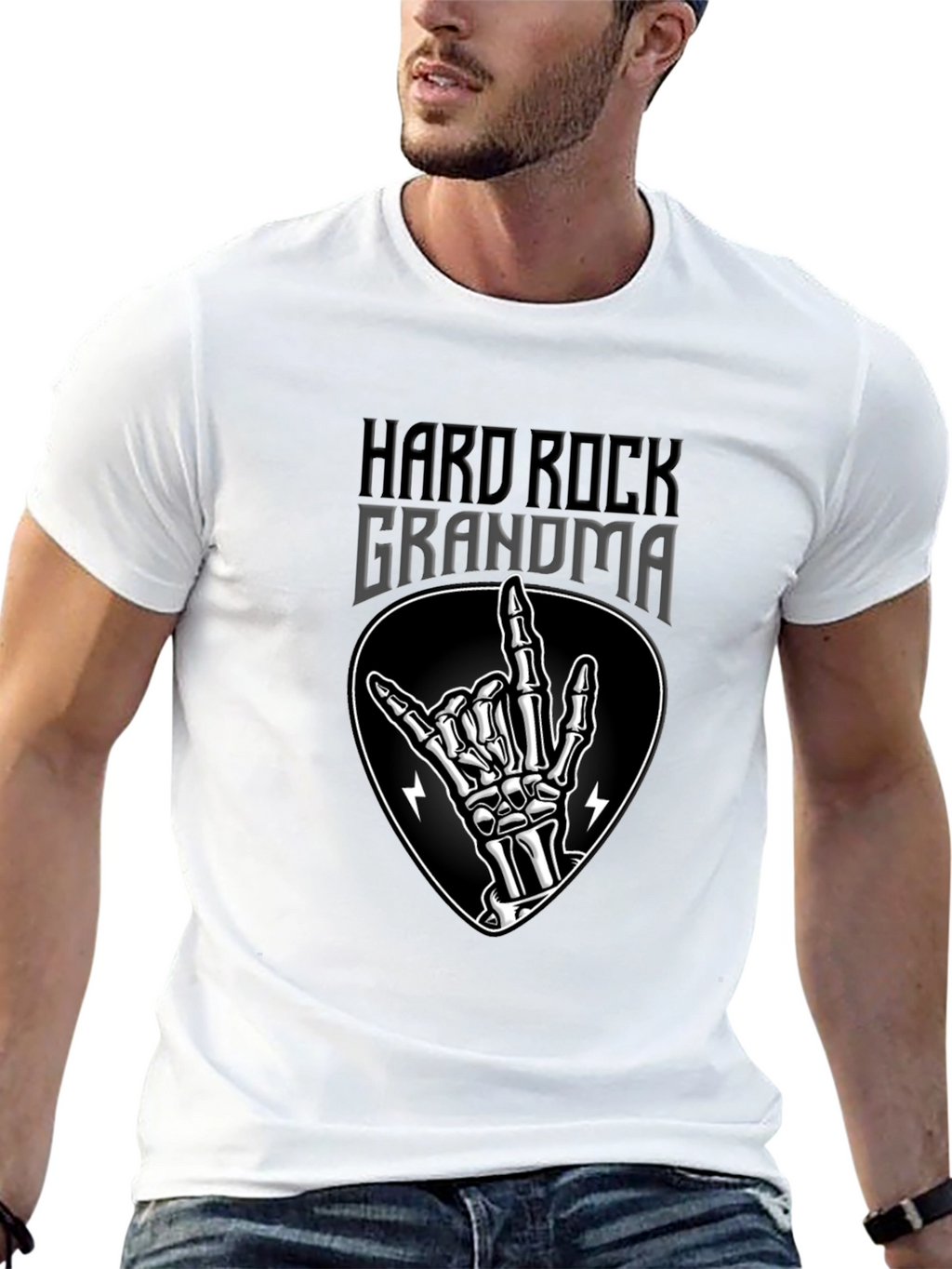 Hard Rock Grandma T-Shirt - Rocker Skeleton Hand Tee
