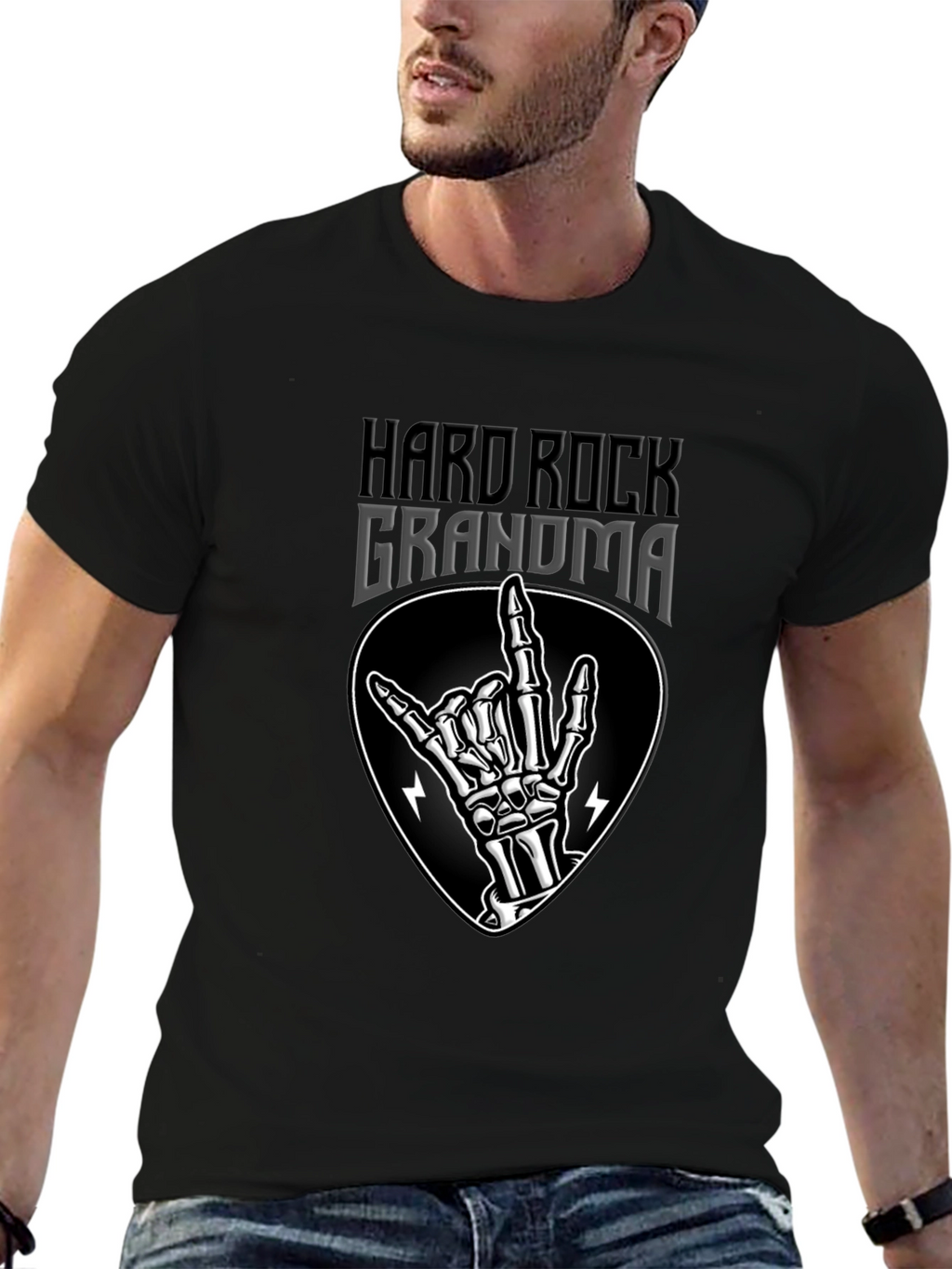 Hard Rock Grandma T-Shirt - Rocker Skeleton Hand Tee