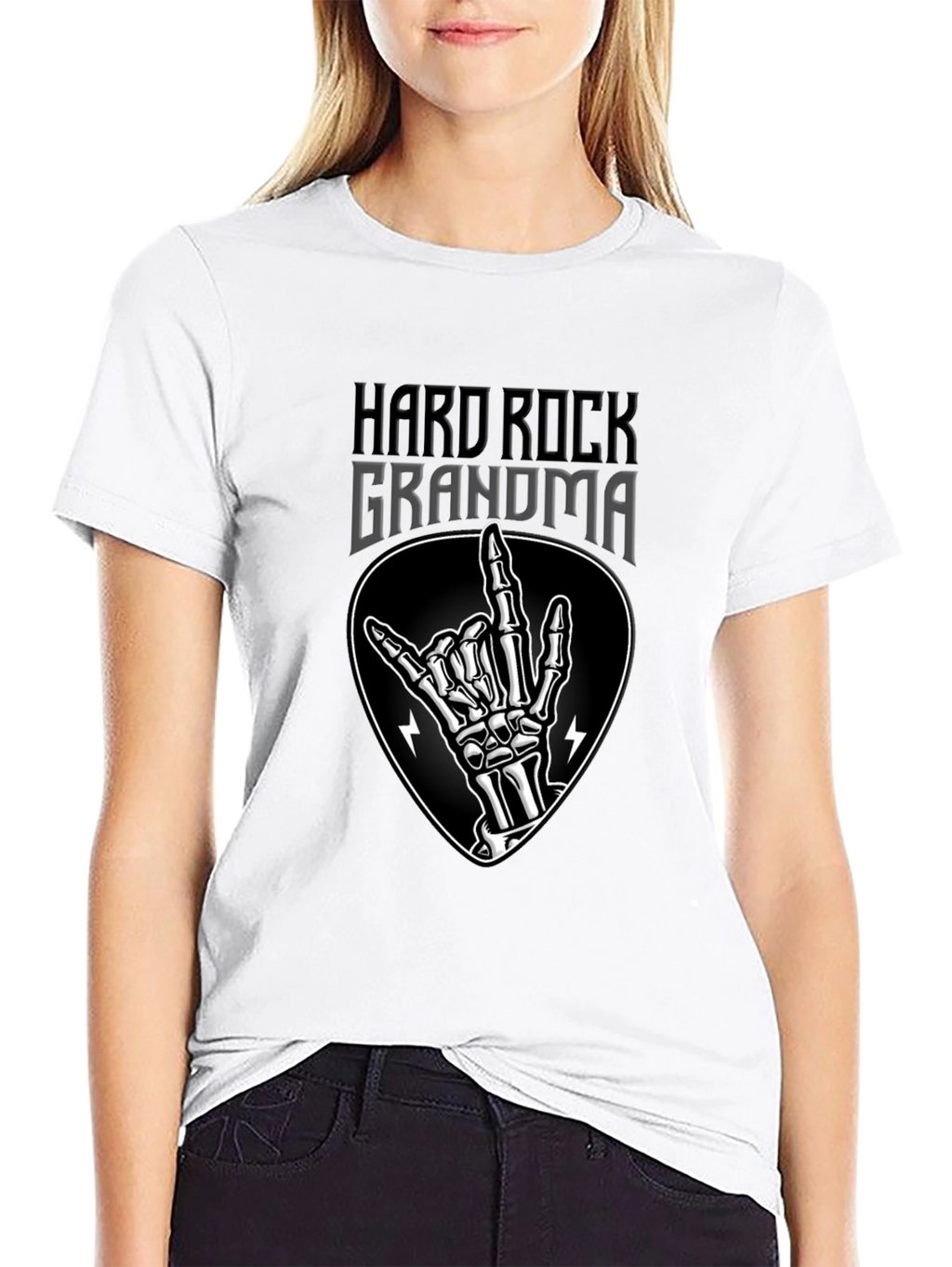 Hard Rock Grandma T-Shirt - Rocker Skeleton Hand Tee