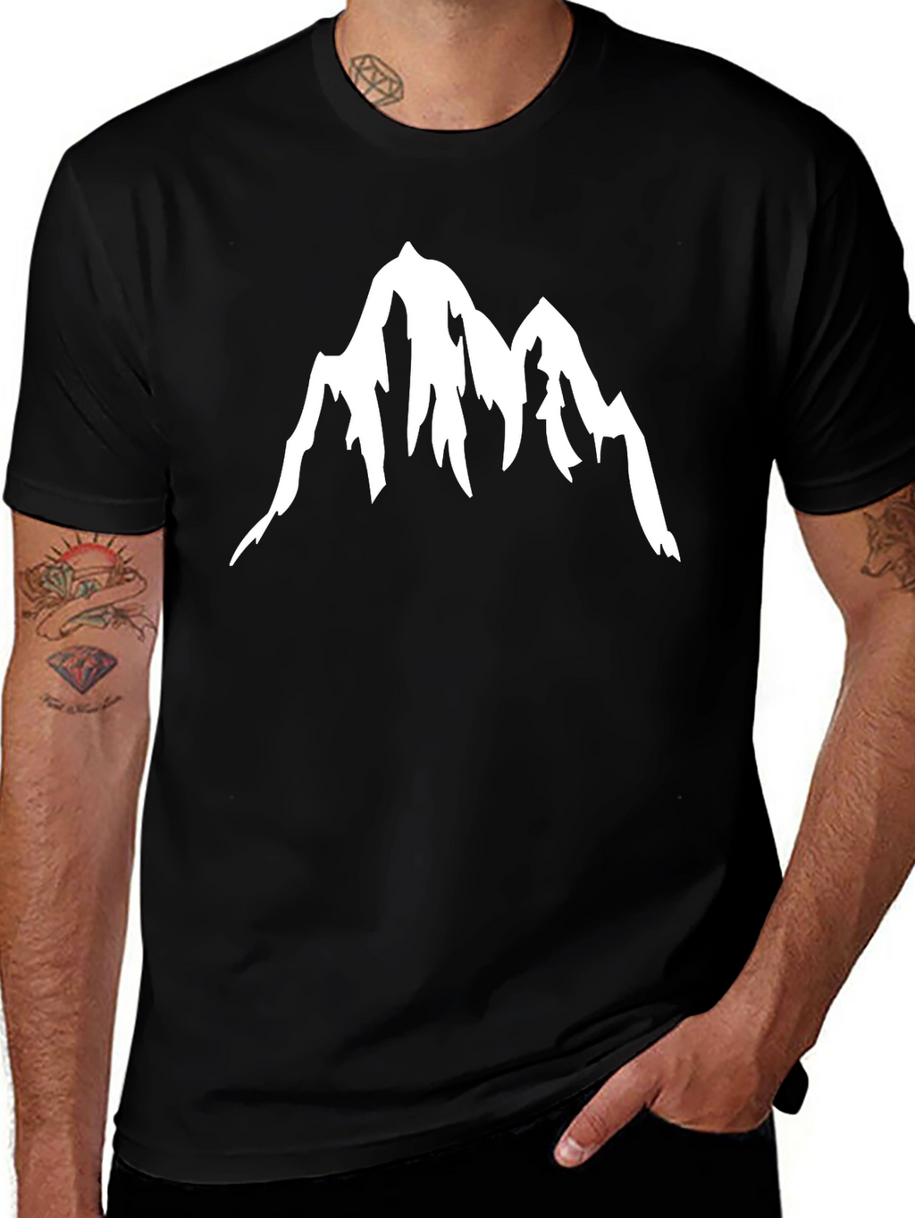 Mountain Peak Graphic Tee - Black Casual Shirt