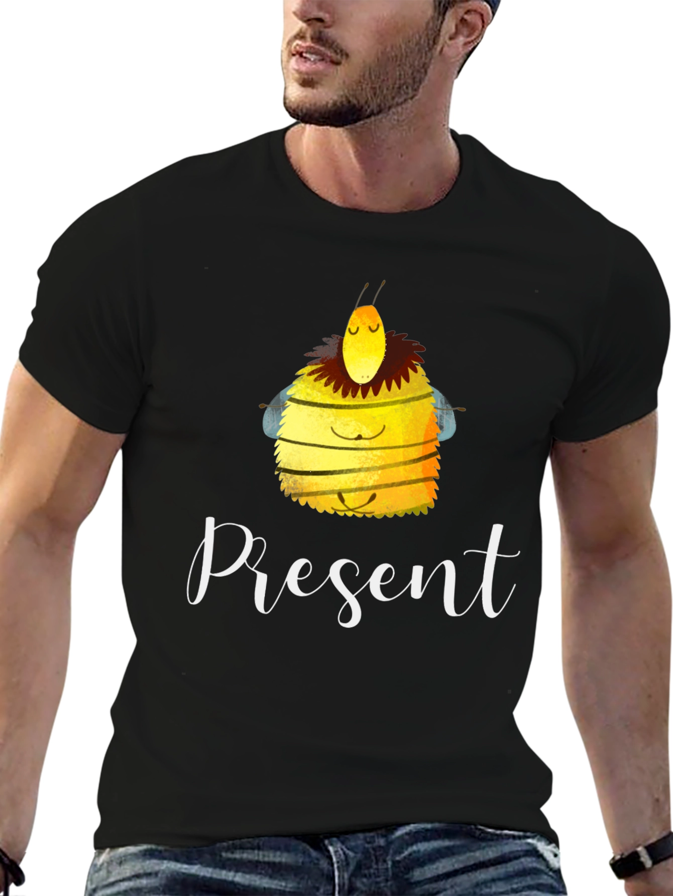 Present Bee Graphic T-Shirt - Black