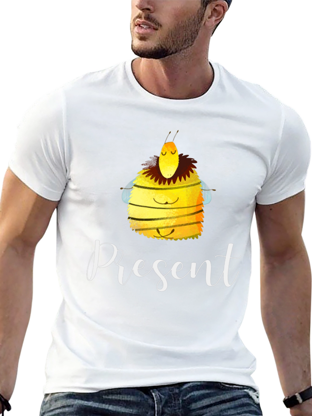 Present Bee Graphic T-Shirt - Black