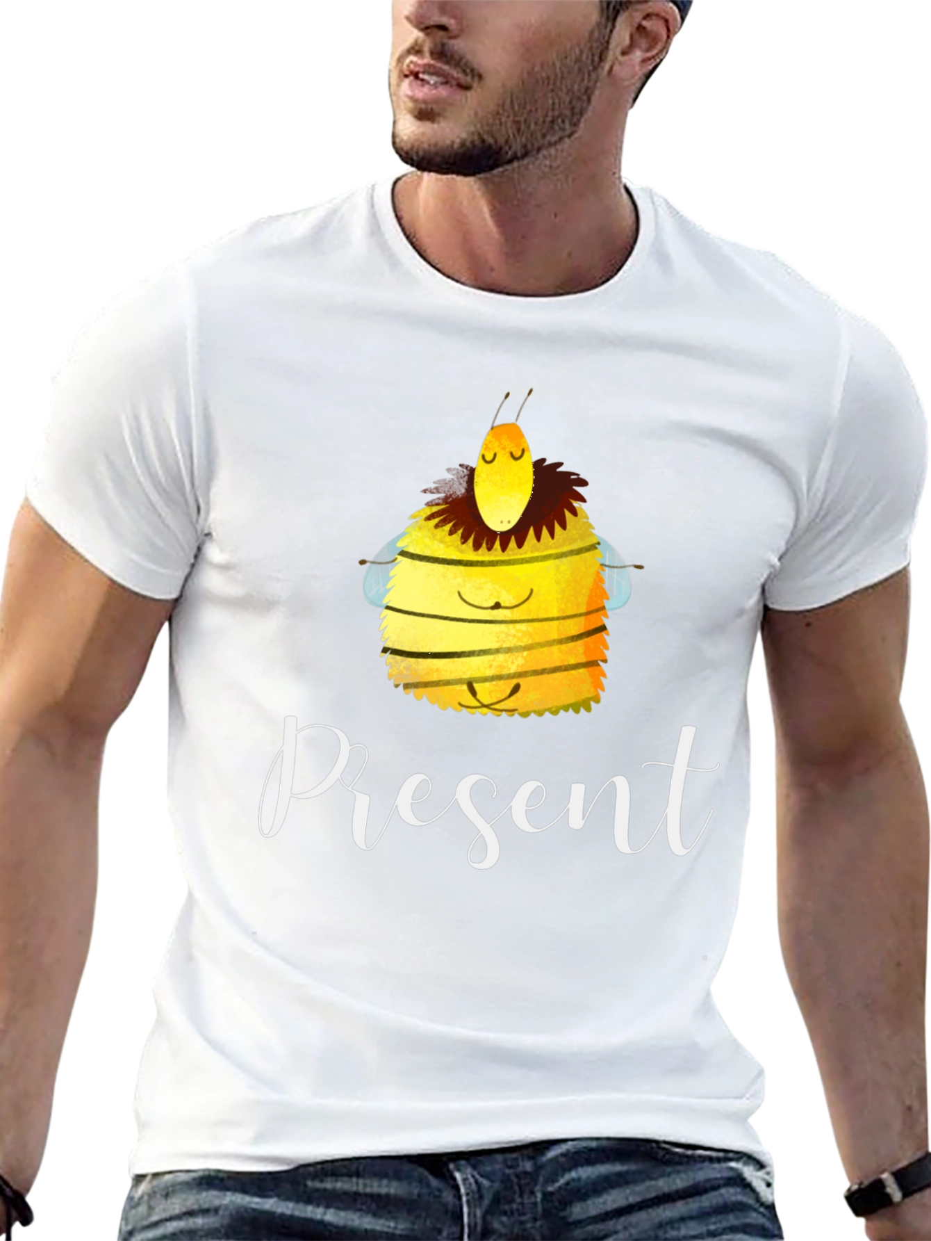 Present Bee Graphic T-Shirt - Black