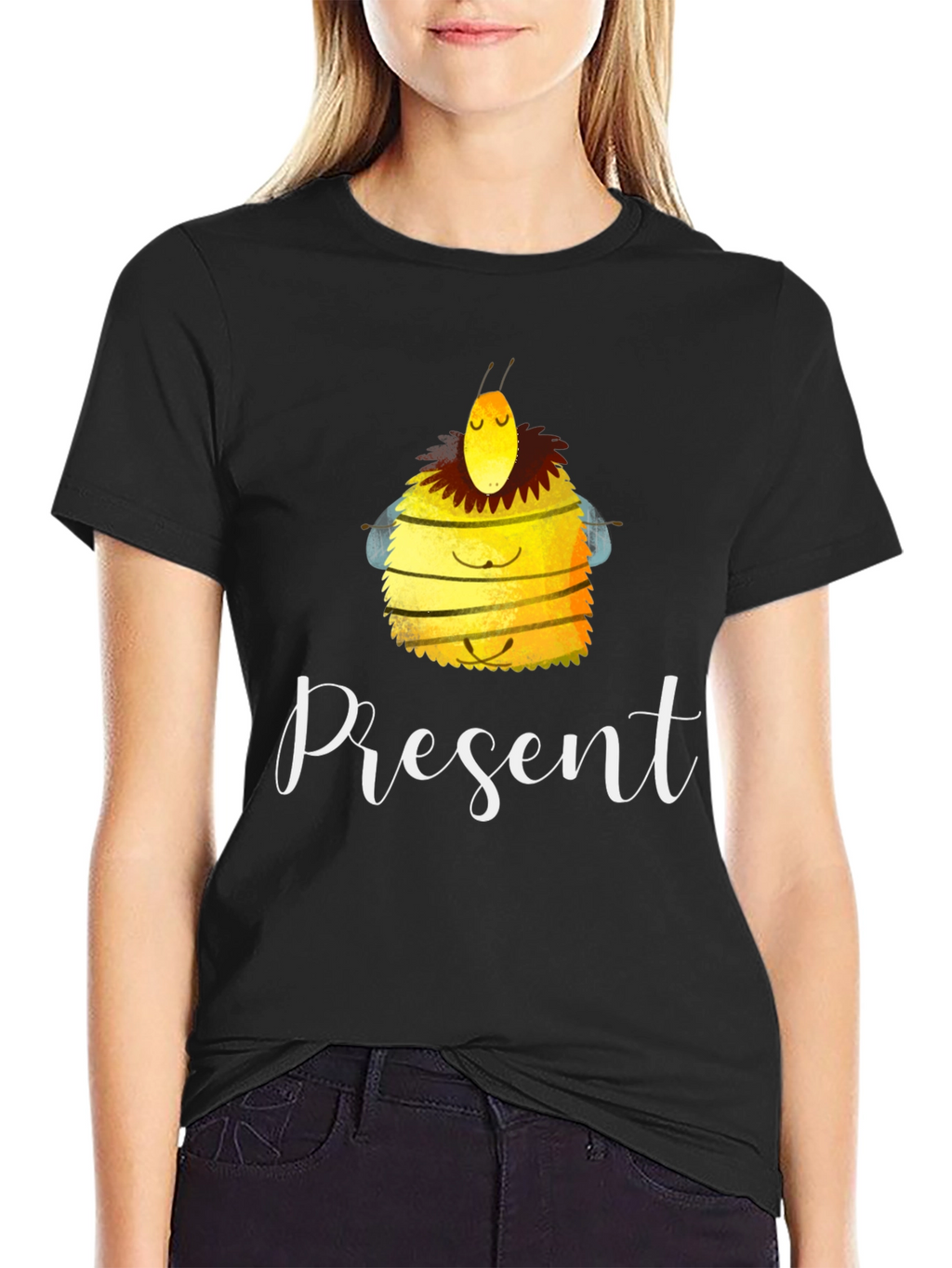 Present Bee Graphic T-Shirt - Black