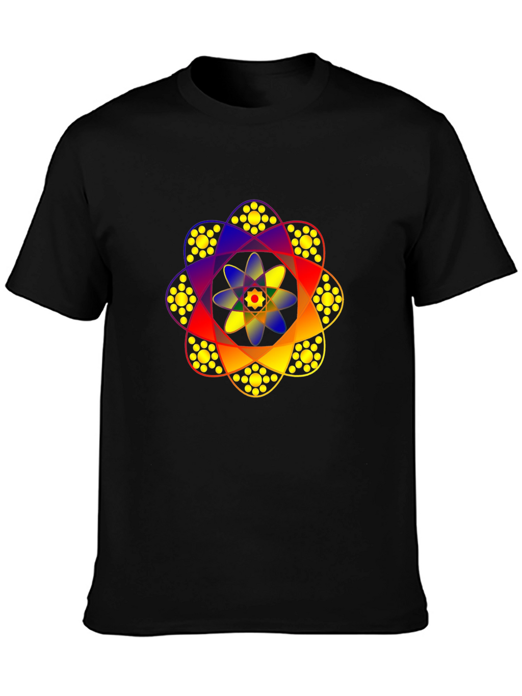 Geometric Mandala Graphic Print Black Tee