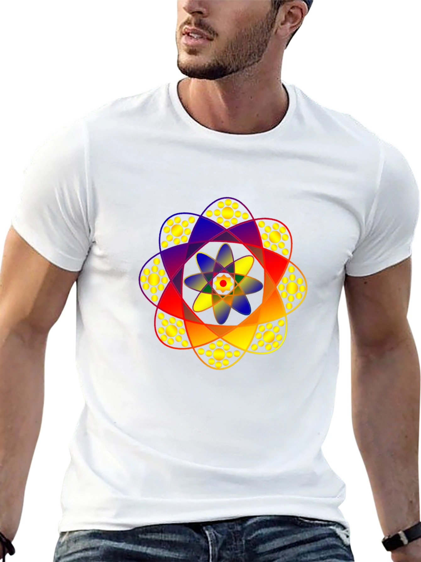 Geometric Mandala Graphic Print Black Tee