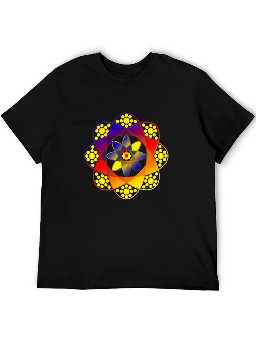 Geometric Mandala Graphic Print Black Tee