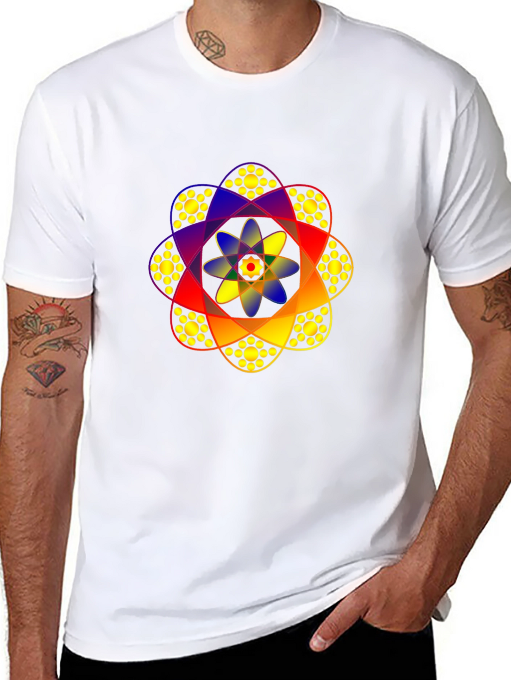 Geometric Mandala Graphic Print Black Tee