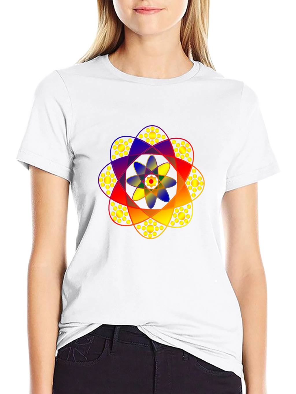Geometric Mandala Graphic Print Black Tee