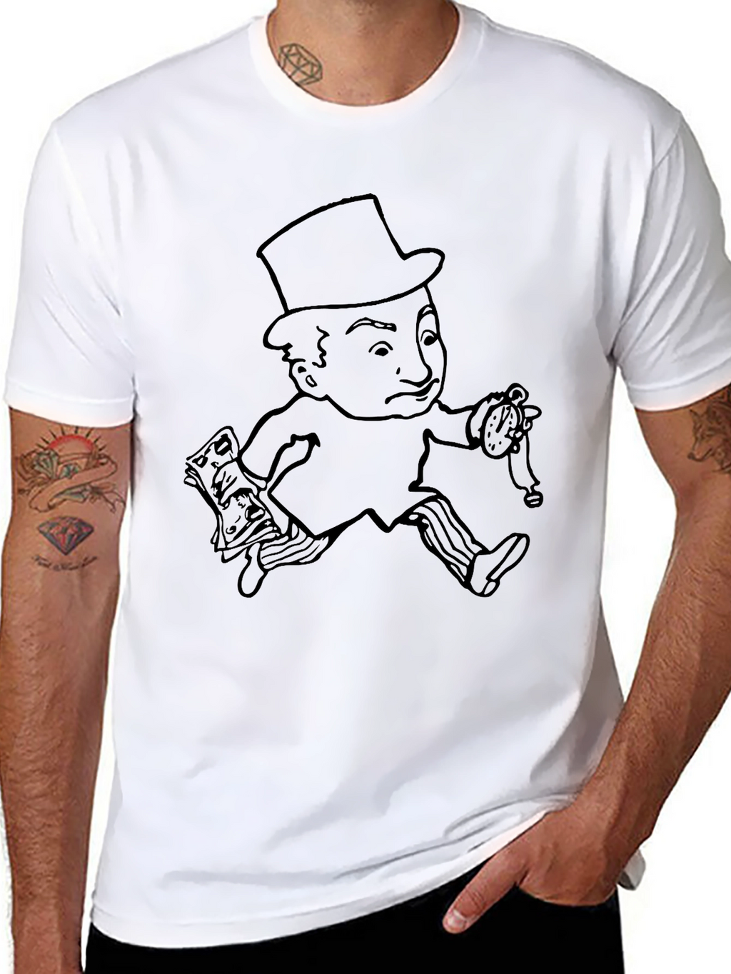 Monopoly Man Graphic Tee - Black Cotton T-Shirt