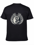 Yin Yang Skull Racing Flags Graphic T-Shirt