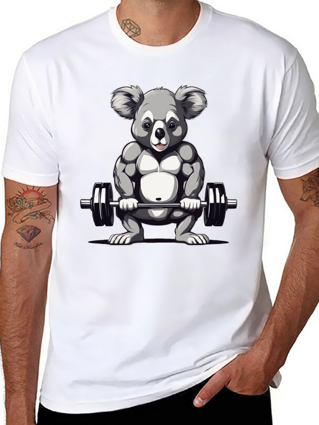 Koala Weightlifter Graphic Tee - Black